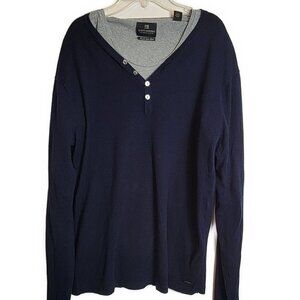 Men's Scotch & Soda Amsterdam Couture - Layered Sweater  Blue/Grey - sz L